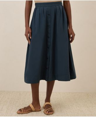 Pact Women's Organic Cotton Sunset Lightweight Cotton Button Skirt
