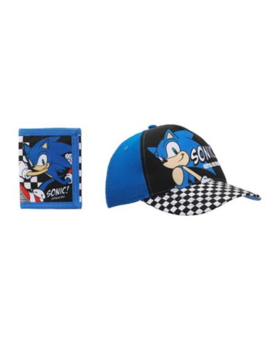 Набор Sonic The Hedgehog: кепка snapback и бифолд-кошелек с клетчатым узором