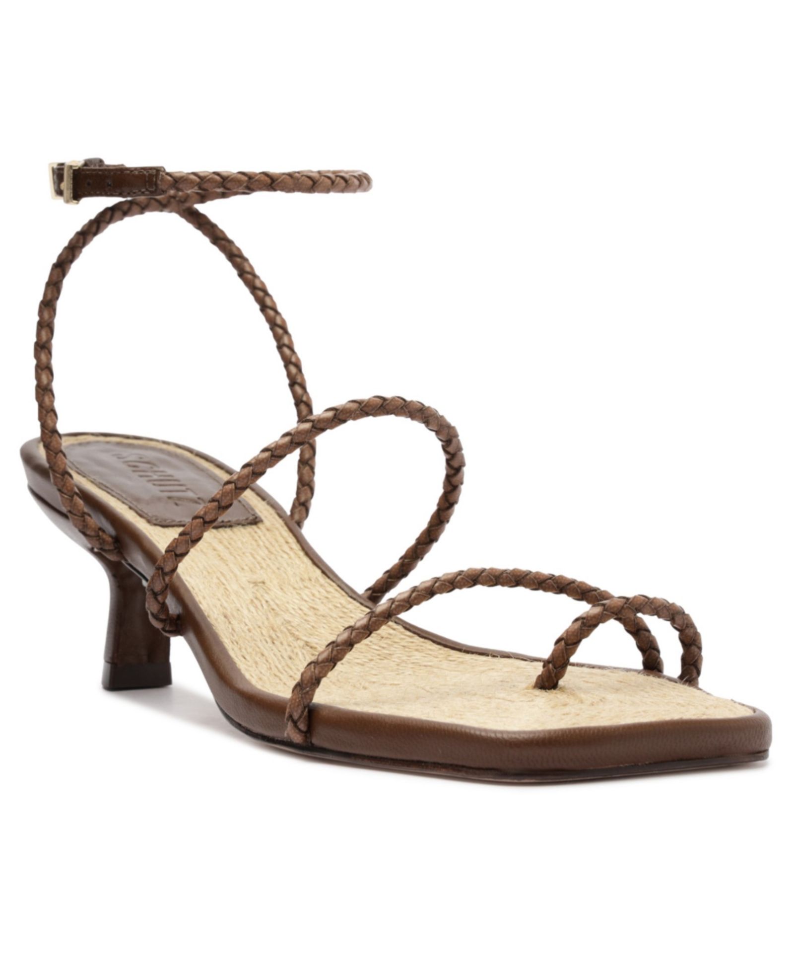 Schutz Women's Kaya Straw Mid Stiletto Heel Sandals