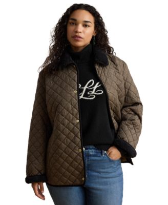 Lauren Ralph Lauren Plus Size Faux-Sherpa-Collar Quilted Coat