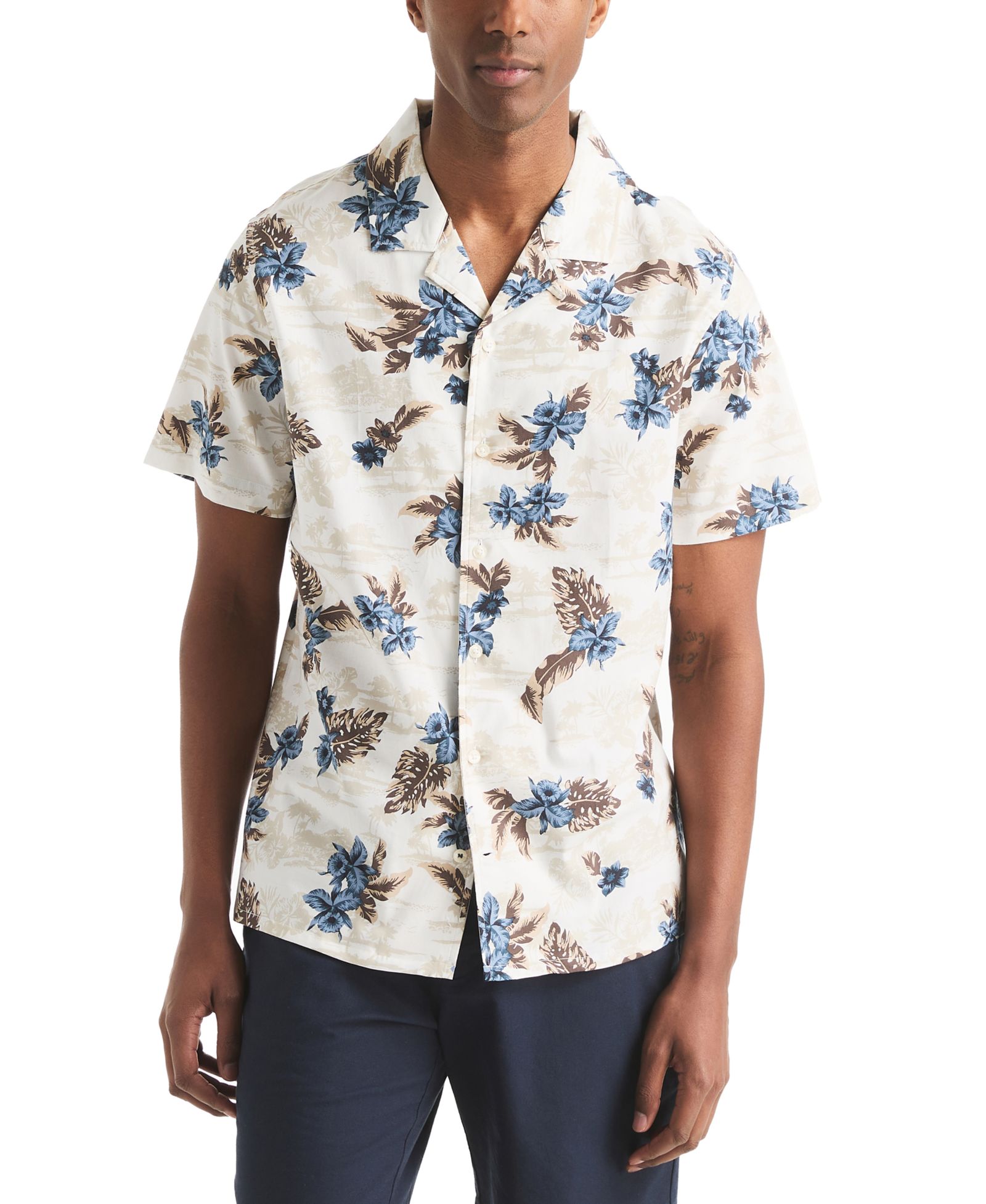 Nautica Men's Floral Camp Collared Shirt