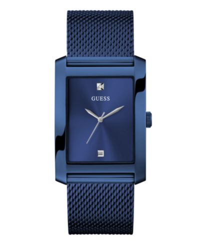 GUESS Men's Analog Blue Mesh Watch, 34mm