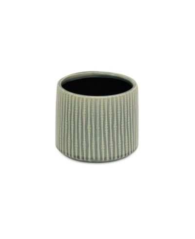 Striped Ceramic Round Planter - Versatile Pot for Indoor & Outdoor Spaces
