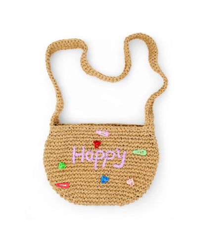 Tiny Treats + Zomi Gems Детская сумка через плечо Wicker Crossbody Message Charm Tote Hot Pink "Love"