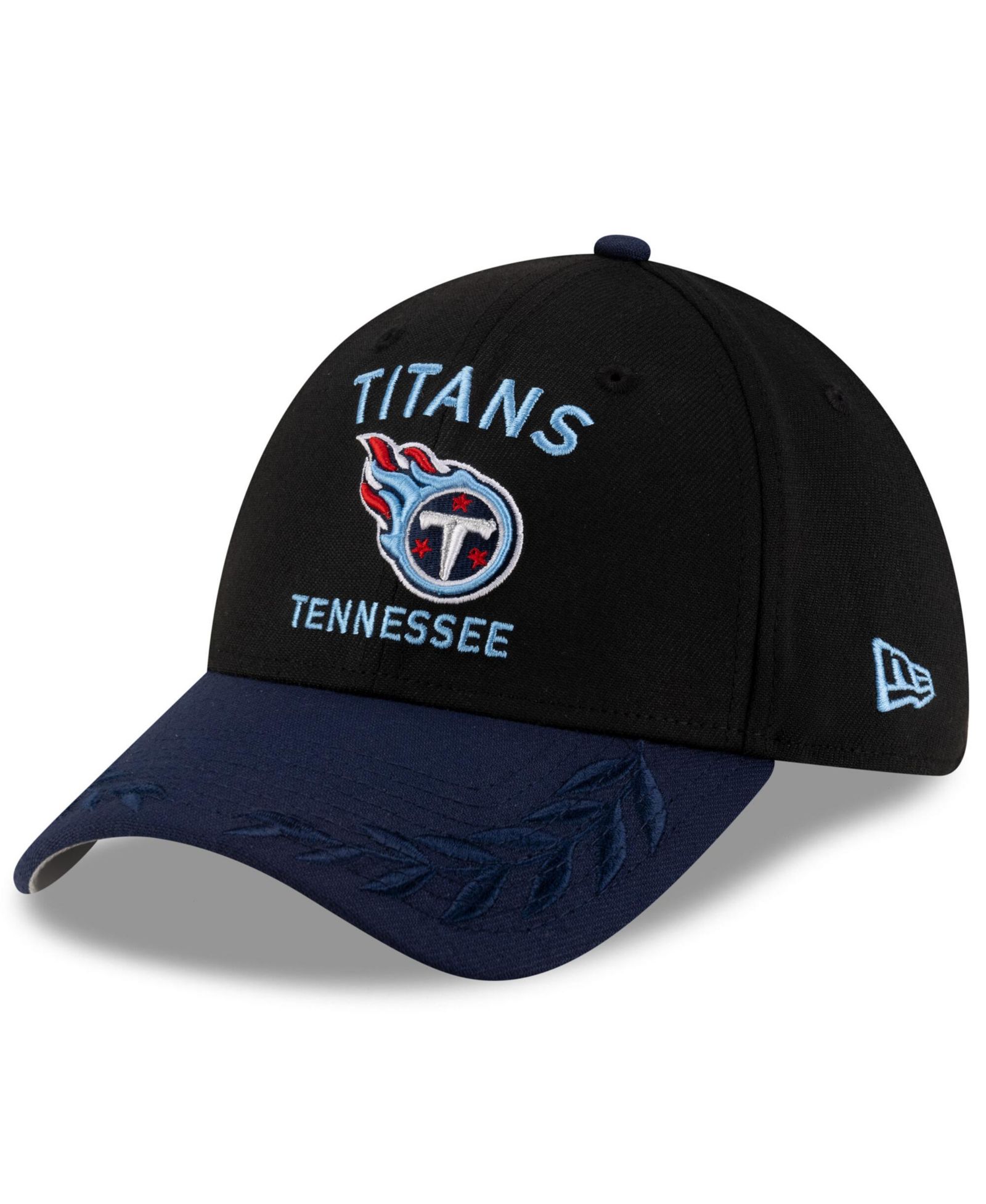 Мужская кепка New Era Tennessee Titans 2025 NFL Draft 39THIRTY Flex Black/Navy