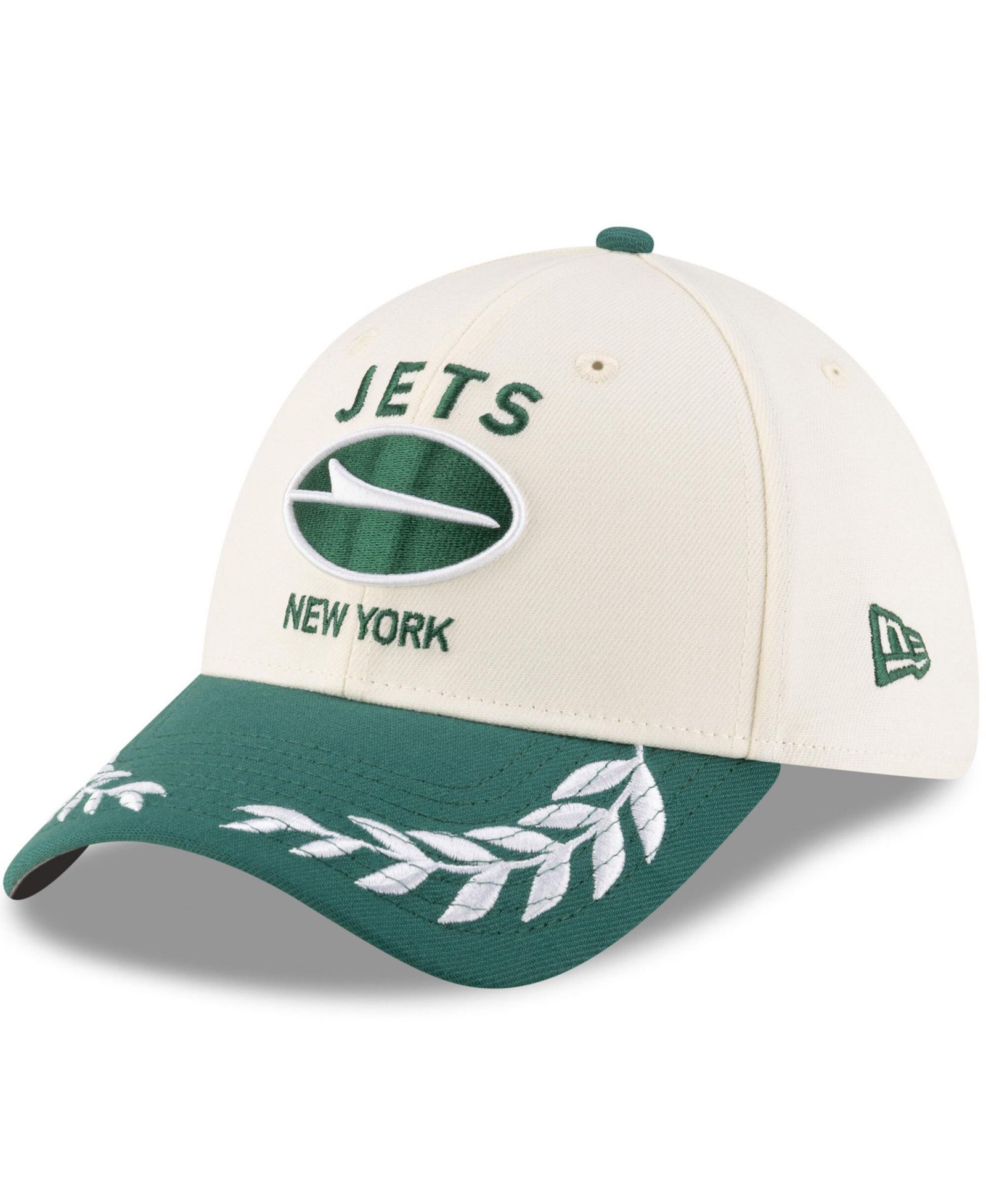 Мужская кепка New Era New York Jets 2025 NFL Draft 39THIRTY Flex, Cream/Green