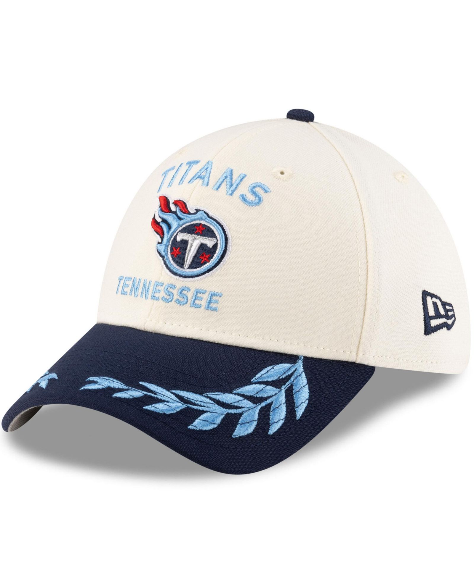 New Era Men's Cream/Navy Tennessee Titans 2025 NFL Draft 39THIRTY Flex Hat