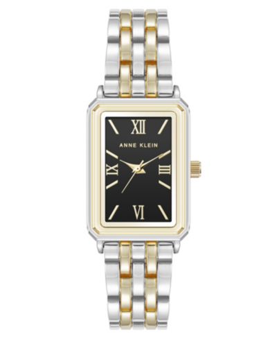 Женские прямоугольные кварцевые часы Anne Klein Estate, двухцветные, с черным циферблатом, 25mm