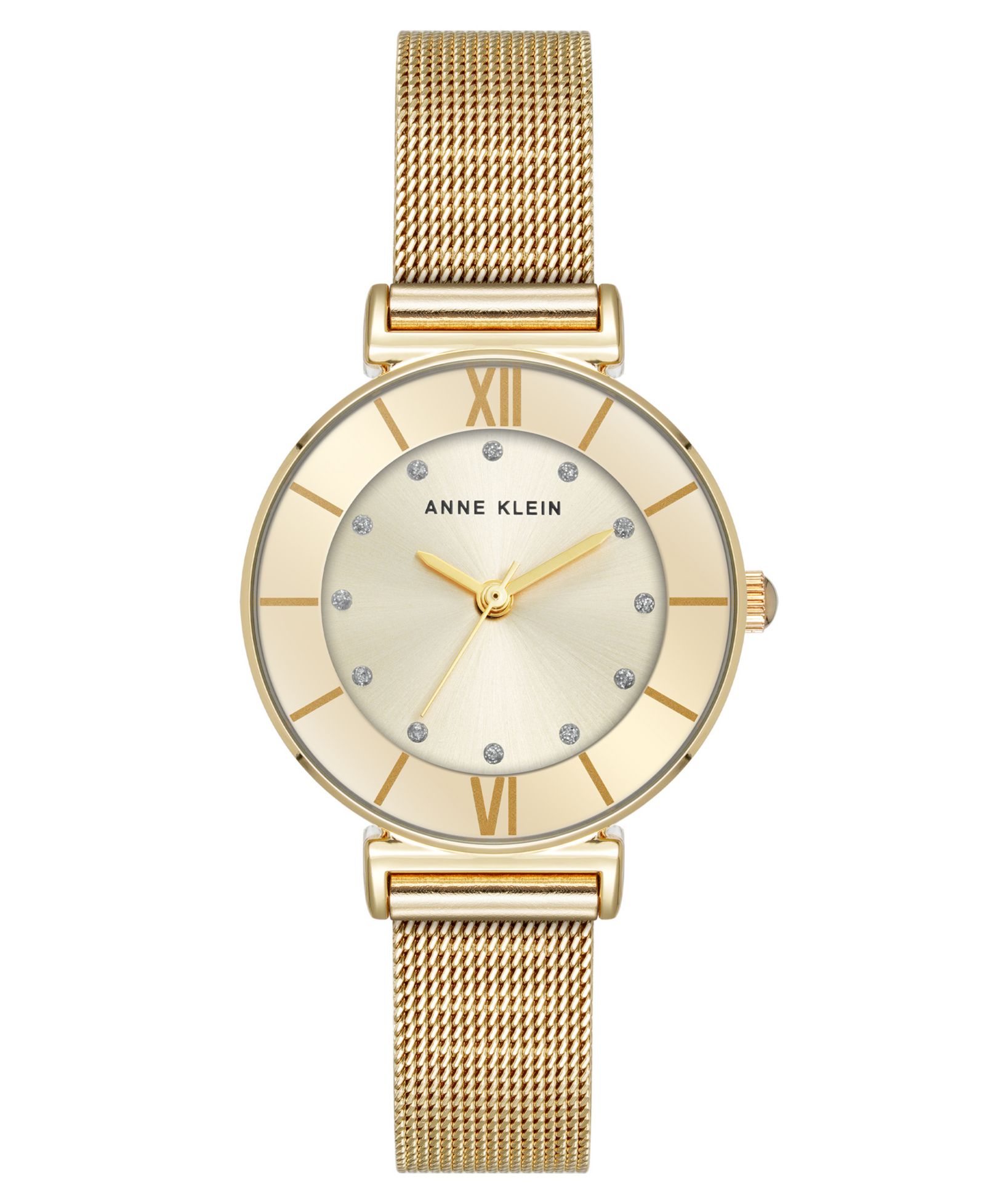 Anne Klein женские часы Quartz Premium Round Gold-Tone Stainless Steel Mesh, 29mm