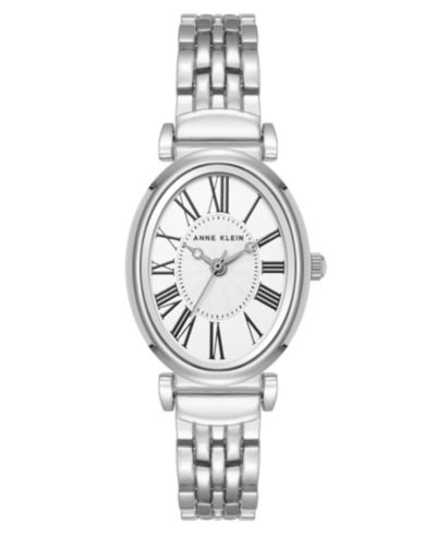Женские кварцевые часы Anne Klein с овидальным циферблатом и римскими цифрами, серебристый тон, металл, 25 мм