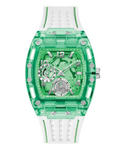 GUESS Men's Multi-Function Green Silicone Strap Watch, 42mm
