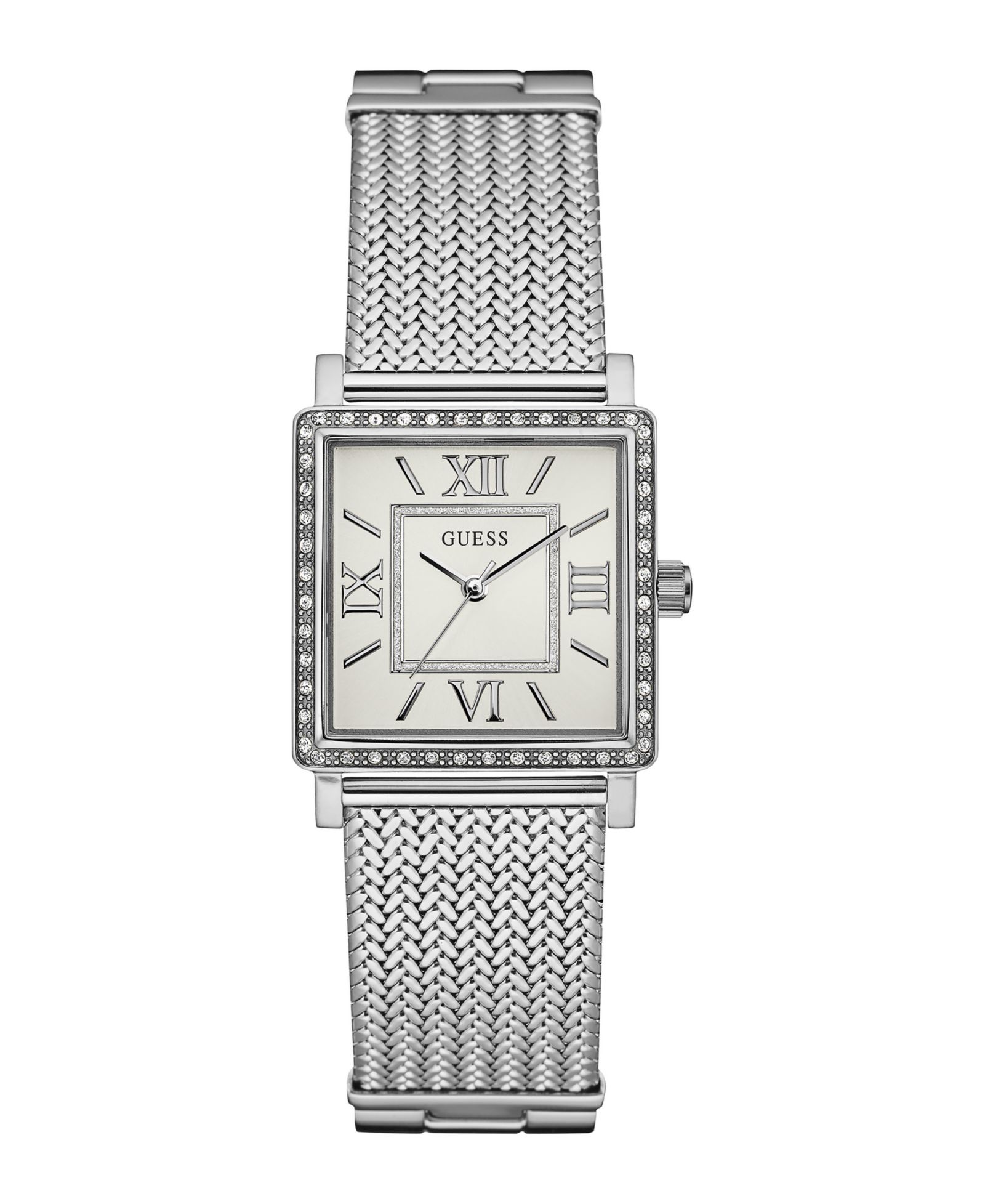 Женские аналоговые часы GUESS Silver-Tone Mesh, 28mm