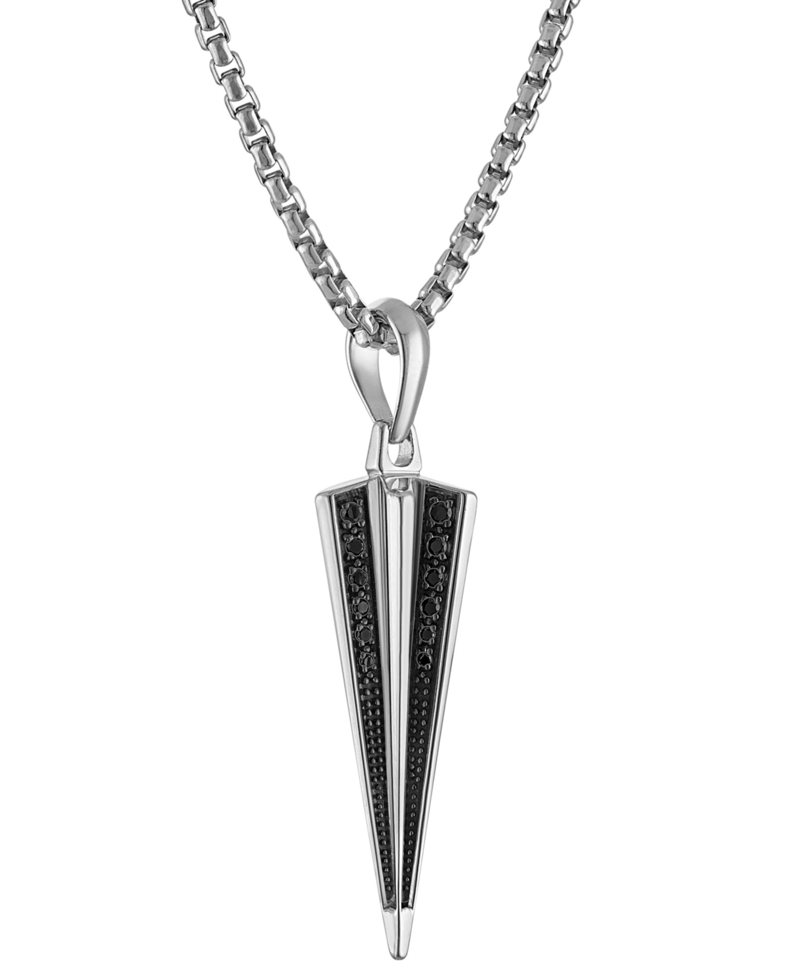 Мужской кулон Bulova Icon Sterling Silver Black Diamond (1/4 ct. t.w.) Spike, 24" + 2" extender