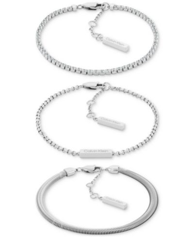 Calvin Klein Набор из 3-х браслетов из нержавеющей стали с кристаллами