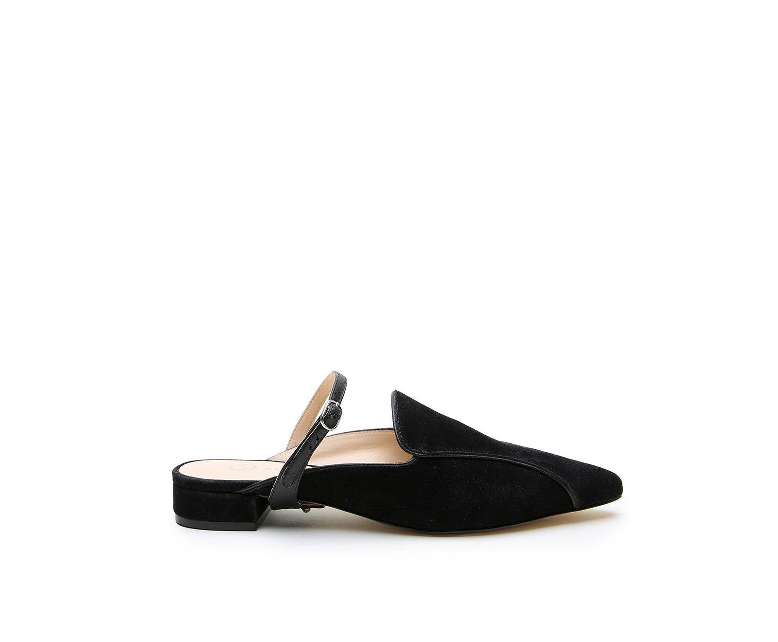 Alterre Women's Black Suede Twiggy Customizable Pointed Loafer Slides