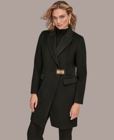 Donna Karan New York Women's Buttoned Notch Collared Coat