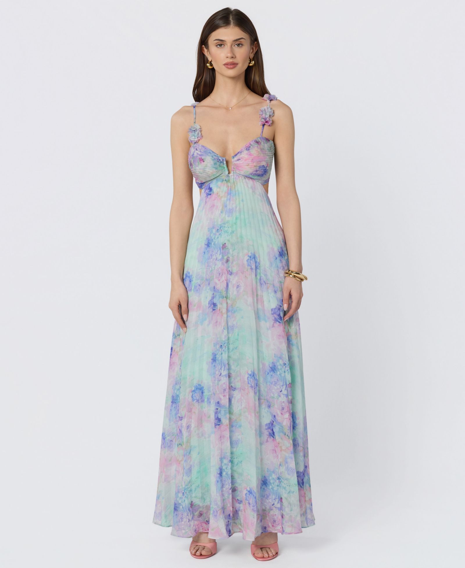 ASTR the Label Женское платье макси ASTR the Label Emese Pleated Floral