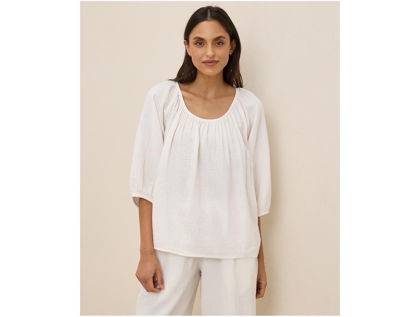 Pact Organic Cotton Coastal Double Gauze Scoop Neck Top