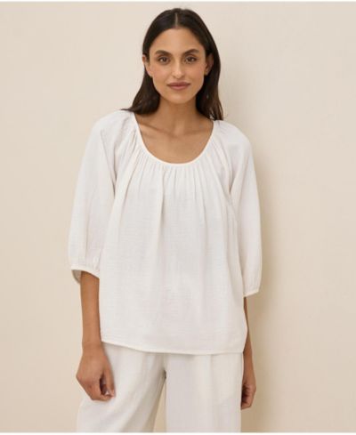 Pact Organic Cotton Coastal Double Gauze Scoop Neck Top