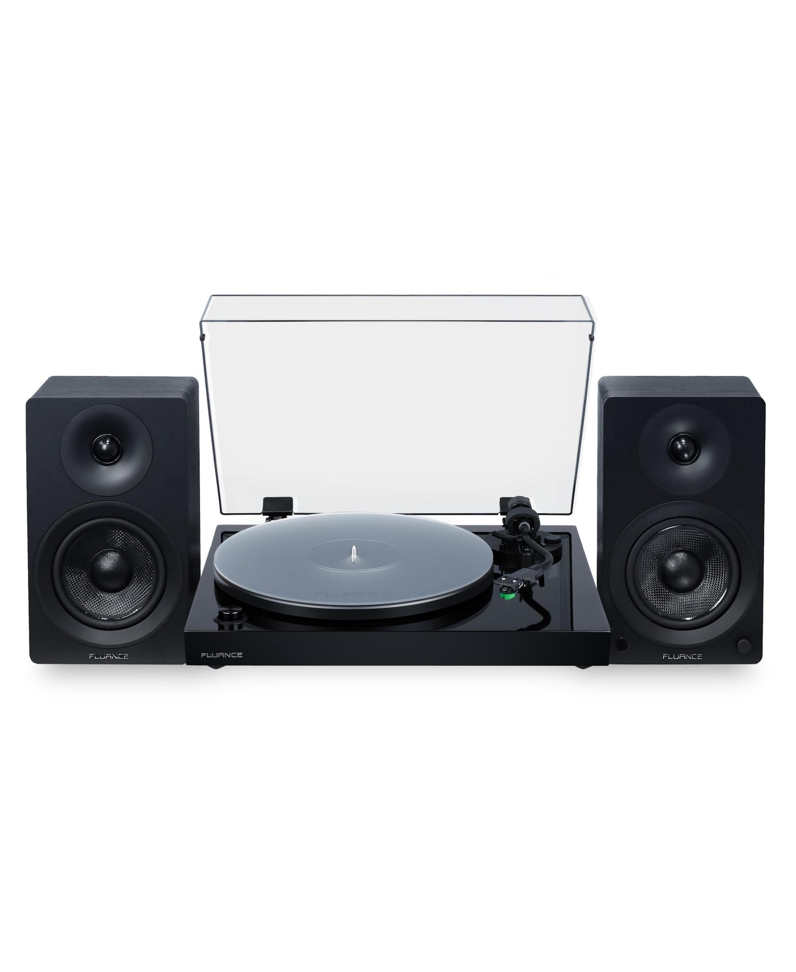 Fluance RT81+ and Ai41 Audio Technica VM95E Cartridge Vinyl Turntable and Powered Bookshelf Speakers, 2-Piece Set