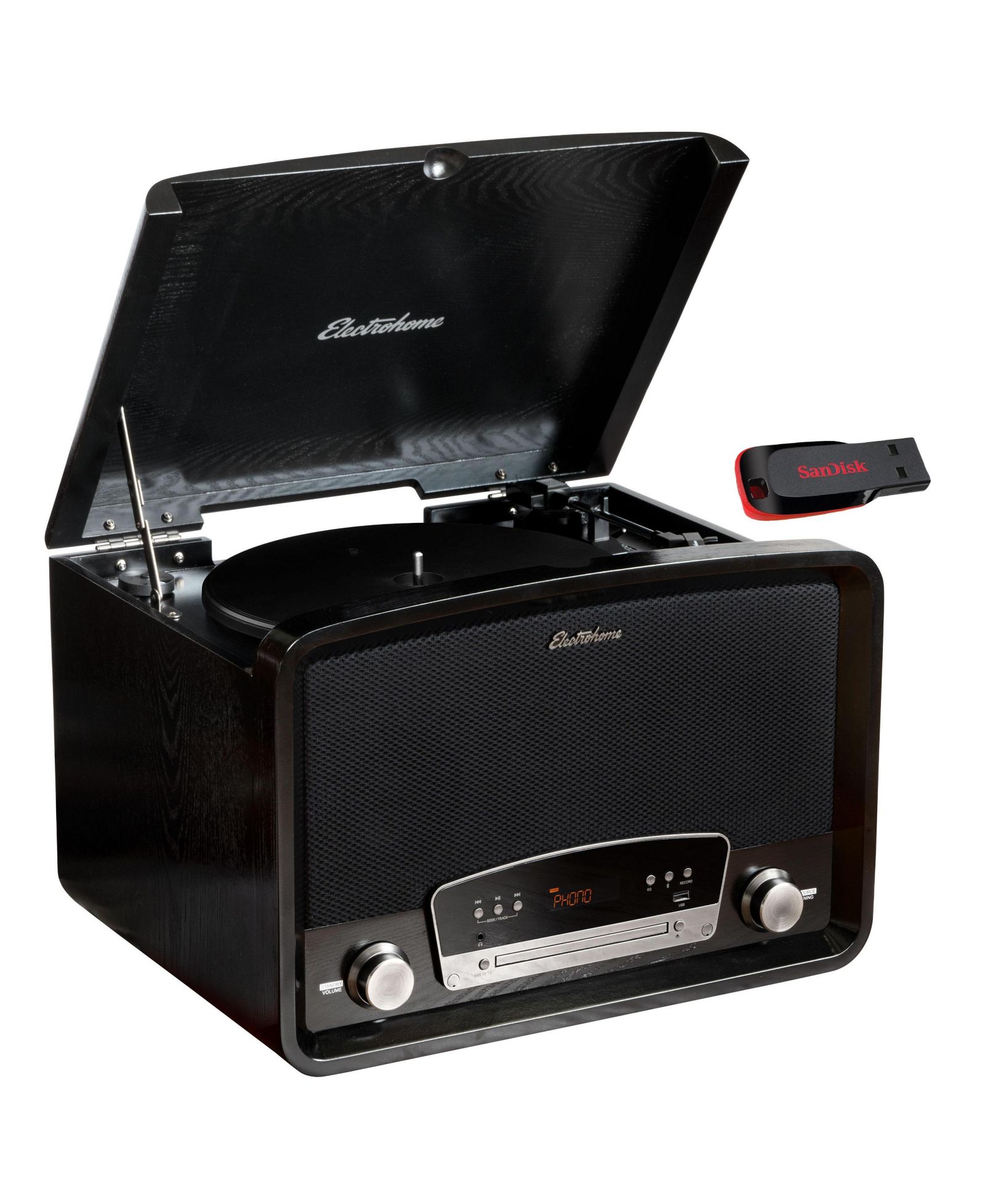 Electrohome Kingston 7-in-1 Vintage Bluetooth Record Player Stereo System