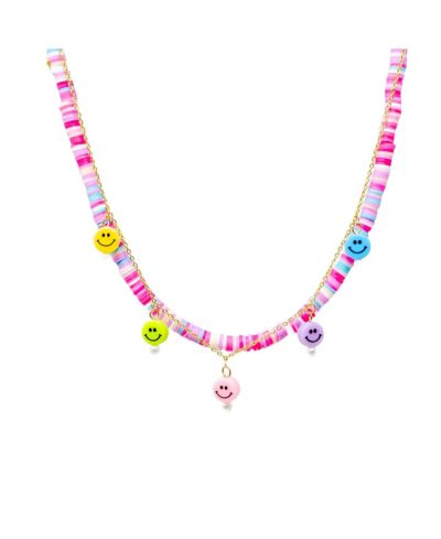 ZOMI GEMS Girls Colorful Disk Necklace & Charm Duo, Happy Faces
