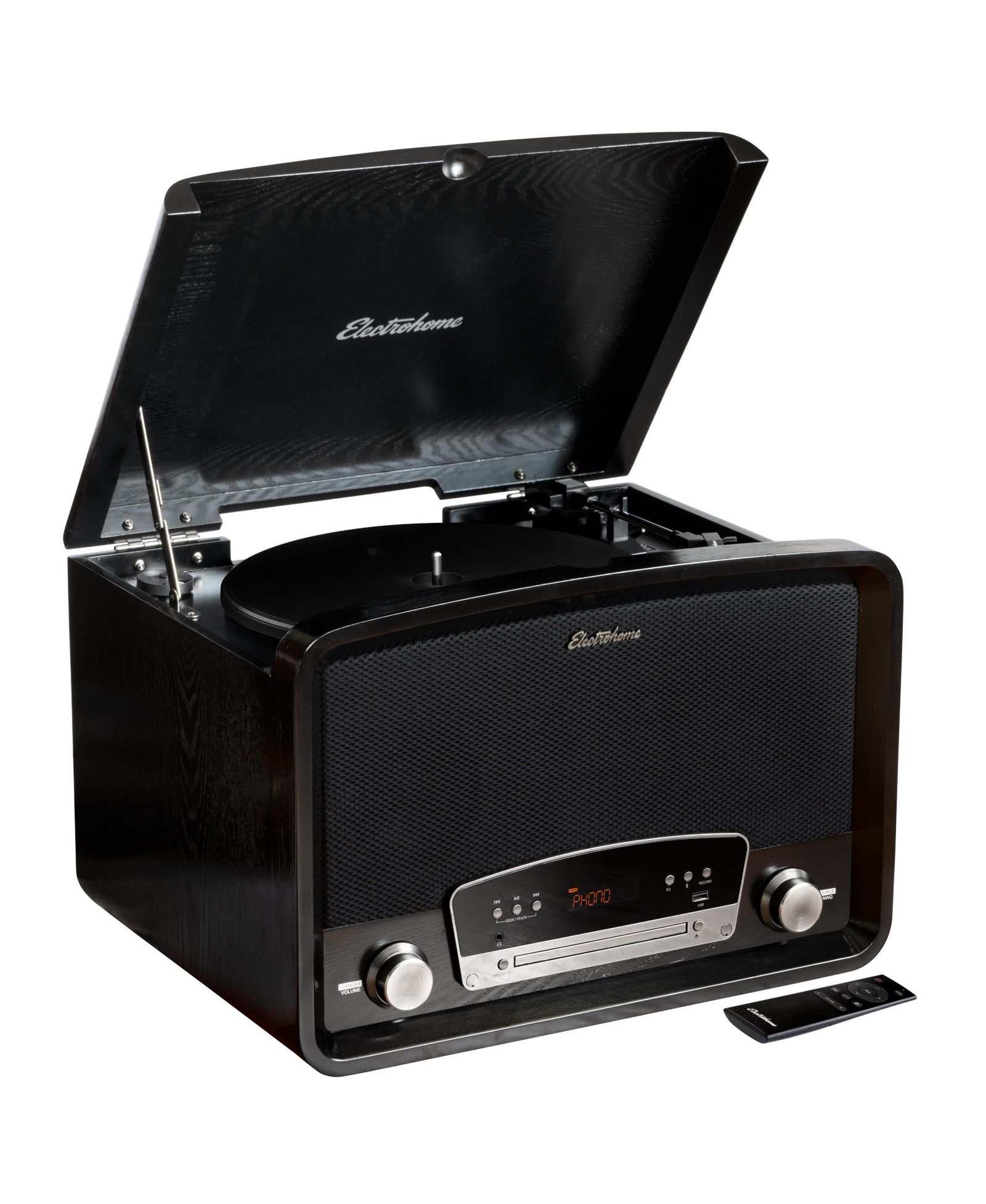 Electrohome Kingston Стереосистема 7-в-1 с проигрывателем винила, Bluetooth, CD, радио, USB и записью MP3 (RR75C)