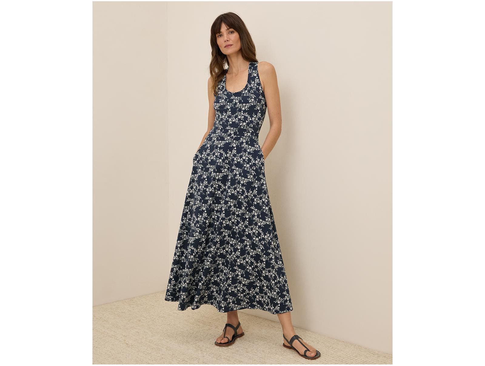 Pact Women's Organic Cotton Fit & Flare Open Back Maxi Dress