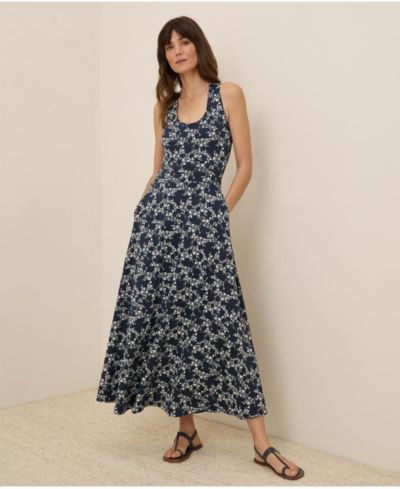 Pact Women's Organic Cotton Fit & Flare Open Back Maxi Dress