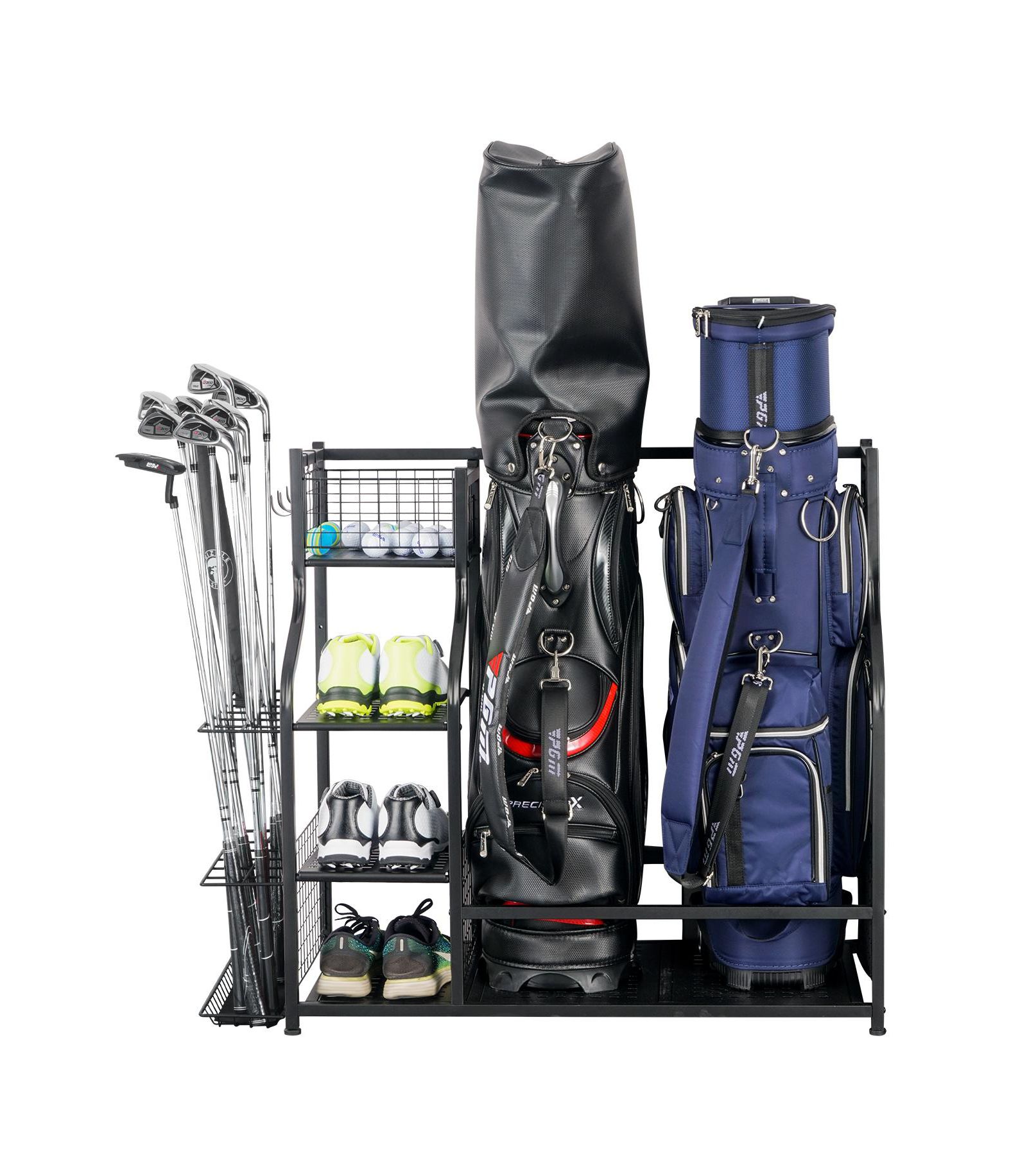 3 Tier Golf Storage Organizer, Anti-Rust Metal Golf Storage Stand, for Golf Bag, Shoes, and Clubs