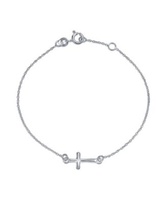 Браслет Bling Jewelry из стерлингового серебра .925 с минималистичным крестом, регулируемый