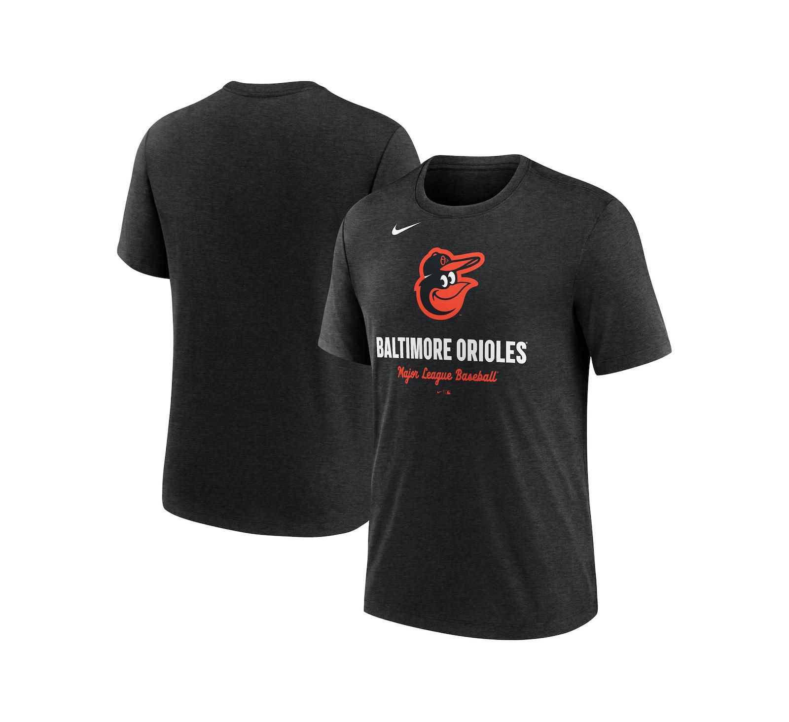 Nike Men's Heather Black Baltimore Orioles Logo Tri-Blend T-Shirt