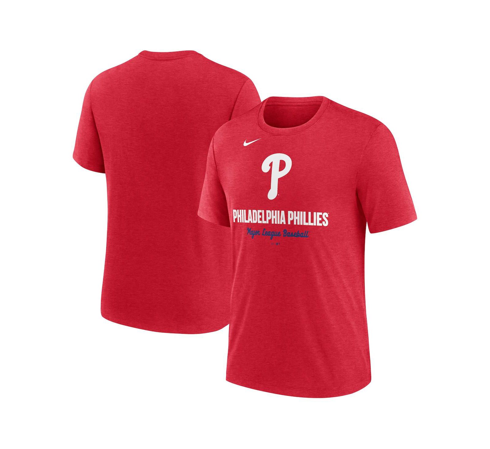 Nike Men's Heather Red Philadelphia Phillies Logo Tri-Blend T-Shirt