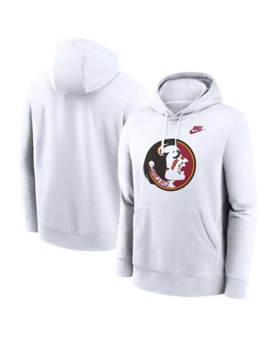 Nike Men's White Florida State Seminoles Legacy Logo Club Fleece Pullover Hoodie