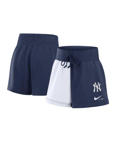 Nike Women's Navy/White New York Yankees Color-Block Phoenix Fleece Lounge Shorts