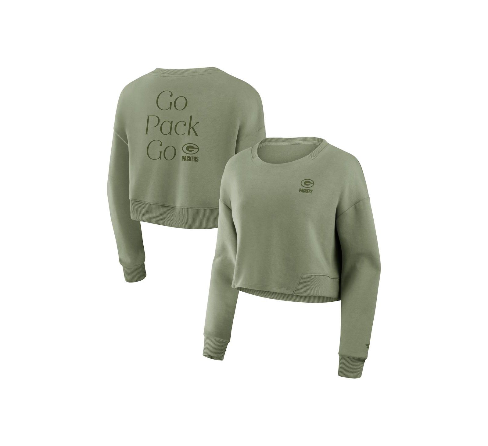 Fanatics Женское укороченное худи Bay Packers Studio Tri-Blend Olive Green