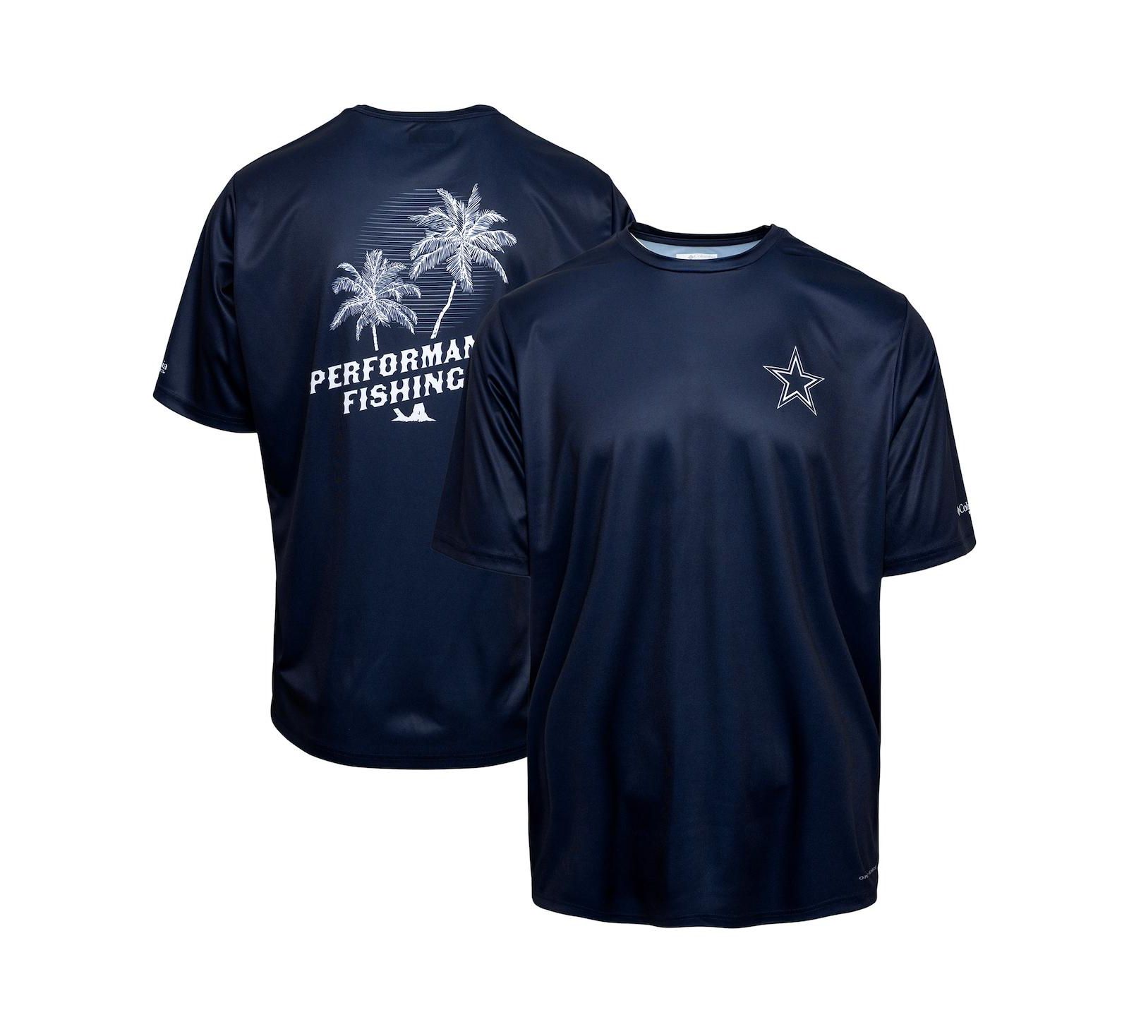 Columbia Men's Navy Dallas Cowboys Terminal Tackle Performance Fishing Omni-Shade T-Shirt