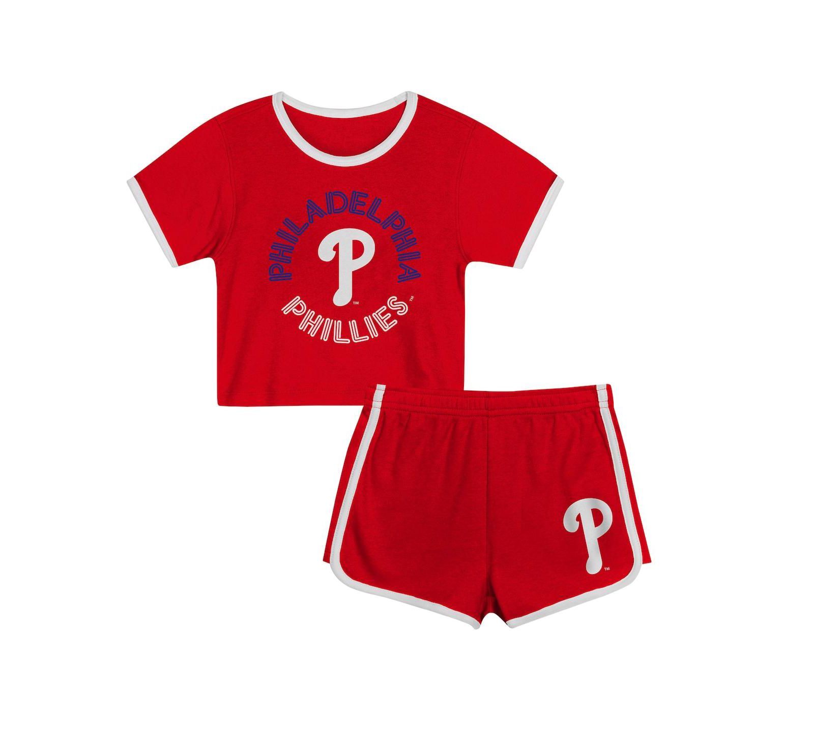 Комплект Outerstuff Toddler 2-Piece Red Philadelphia Phillies Double Run T-Shirt & Shorts Set