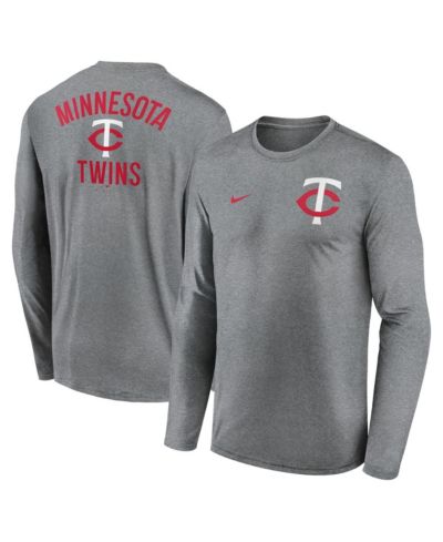 Nike Men's Heather Charcoal Minnesota Twins 2-Hit Legend Performance Long Sleeve T-Shirt