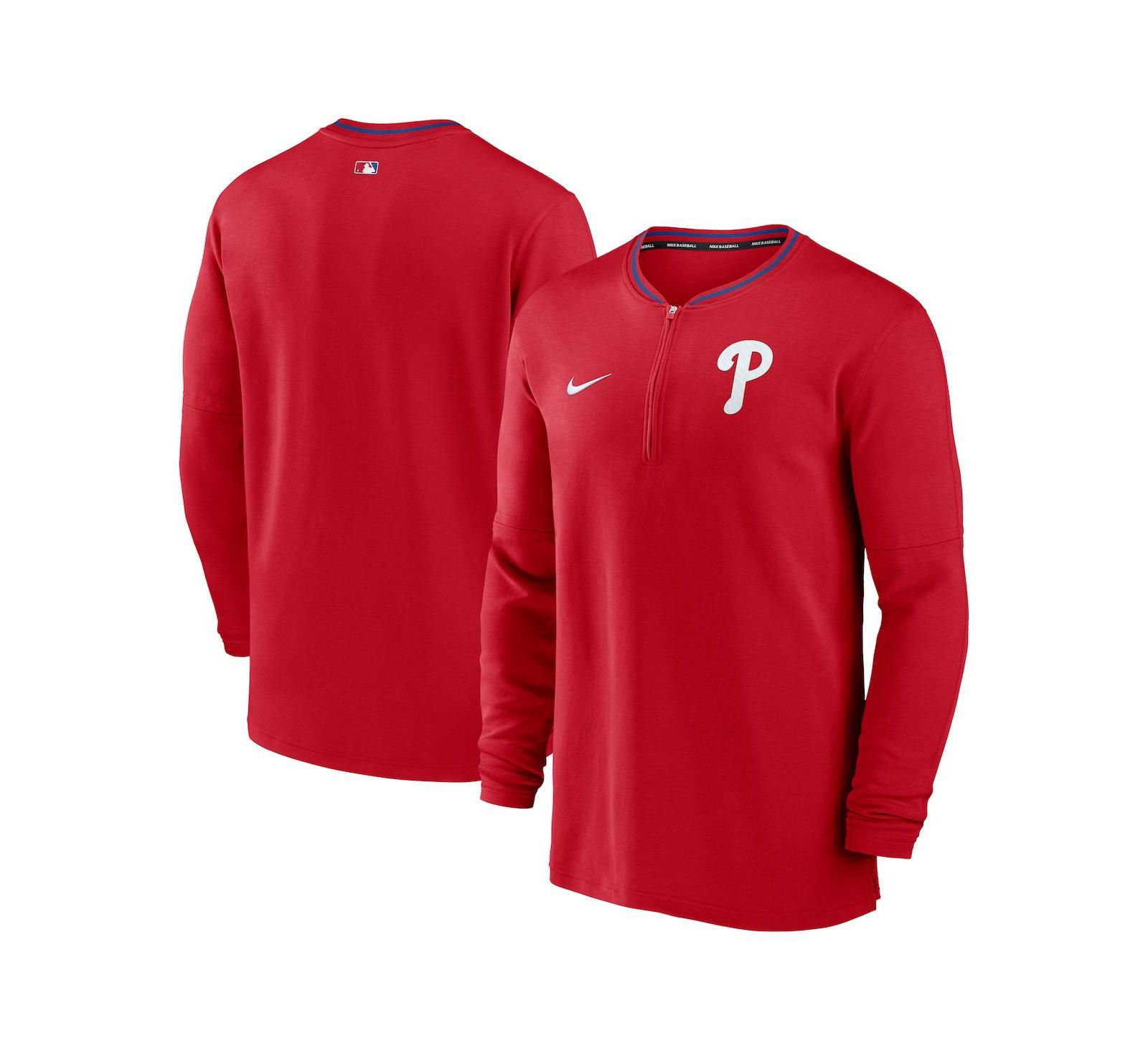 Мужская спортивная кофта Nike Red Philadelphia Phillies Authentic Collection Performance Half-Zip Top