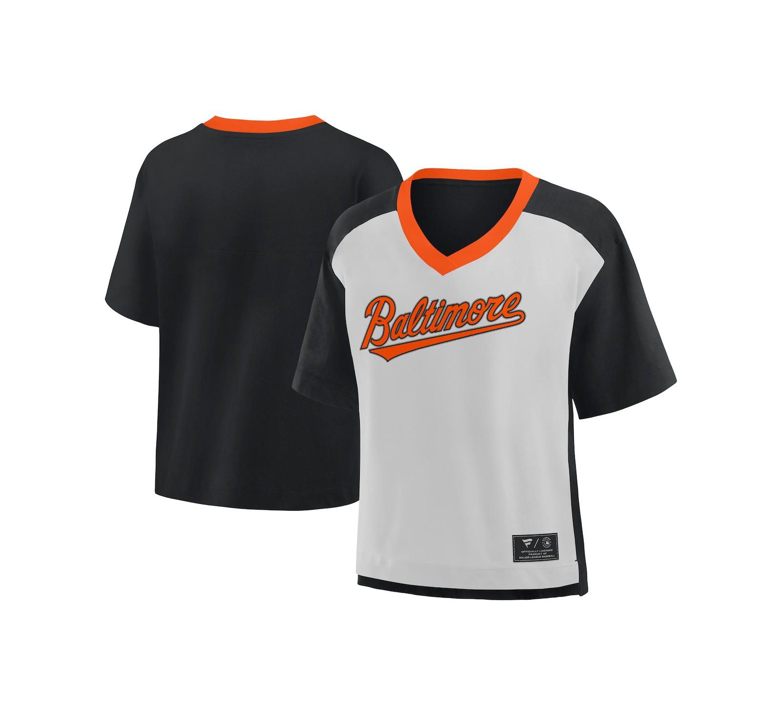 Fanatics Женская футболка oversized Baltimore Orioles Race to Win V-Neck, черная/графит