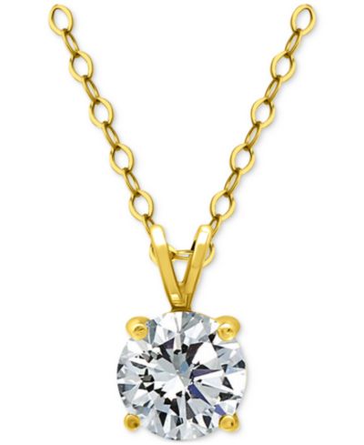 Giani Bernini Cubic Zirconia Solitaire Pendant Necklace in 18k Gold-Plated Sterling Silver, 16" + 2" extender, Exclusively at Macy's