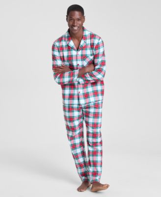 Holiday Lane Men's Merry Plaid Notch Collar Cotton Pajama Set, Matching Family Pajamas Created for Macy's