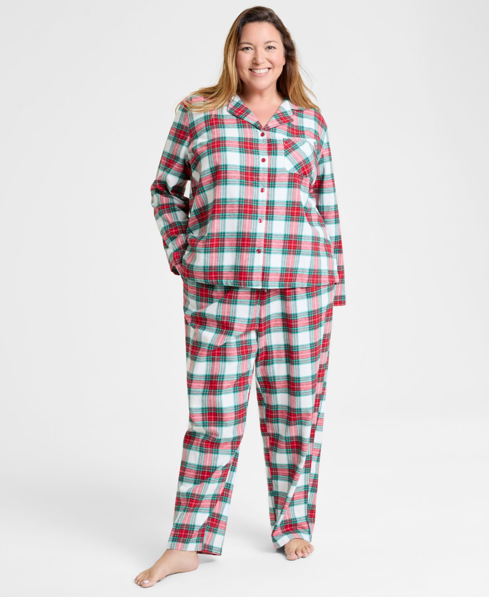 Holiday Lane Plus Size клетчатый пиWMNDA pajama set с воatial collar