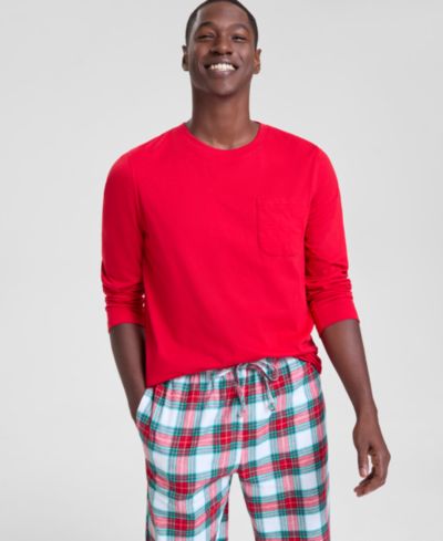 Holiday Lane's Men's Merry Mix-It Crew Neck Cotton Pajama Set, Matching Family Pajamas Created for Macy's