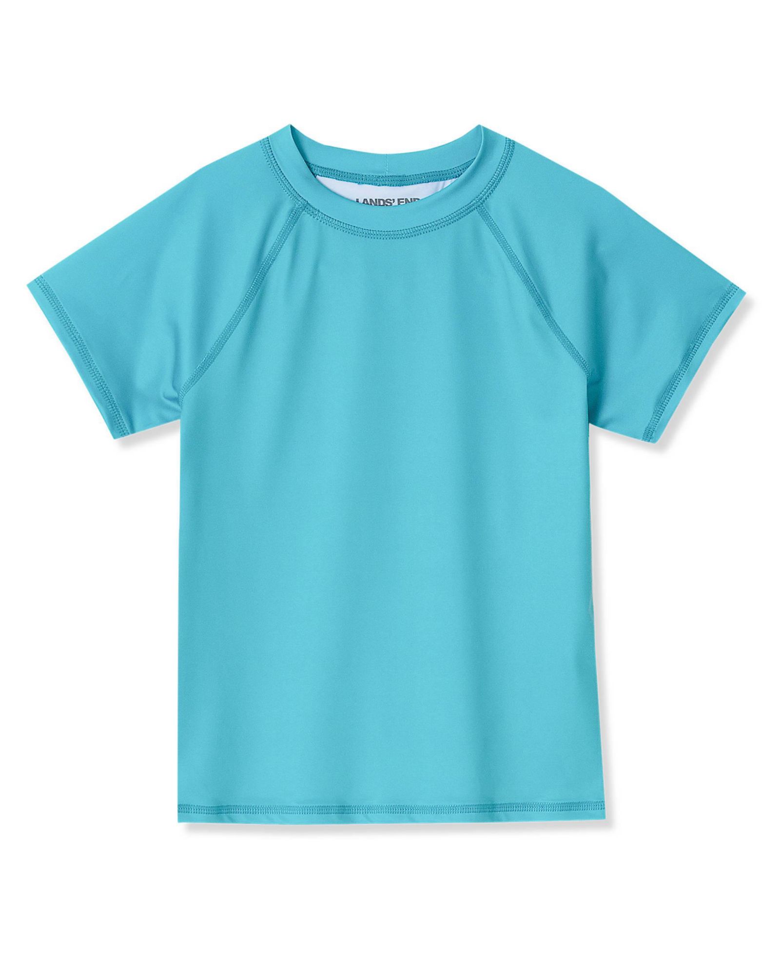 Lands' End Girls Slim Chlorine Resistant Short Sleeve Crew Neck Swim Rash Guard
