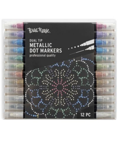 Маркеры с двойным наконечником: 12 шт - Dot Metallic