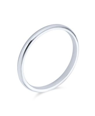 Bling Jewelry Couples Classic Plain Thin Dome .925 Sterling Silver Band Ring Stackable 2MM