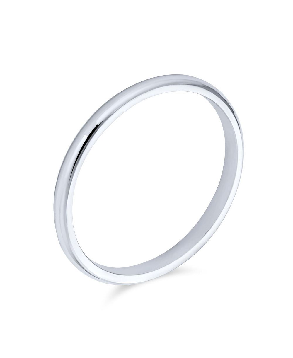 Кольцо Bling Jewelry Simple Minimalist Thin Stackable.925 Sterling Silver Couples Eternity Band 2MM