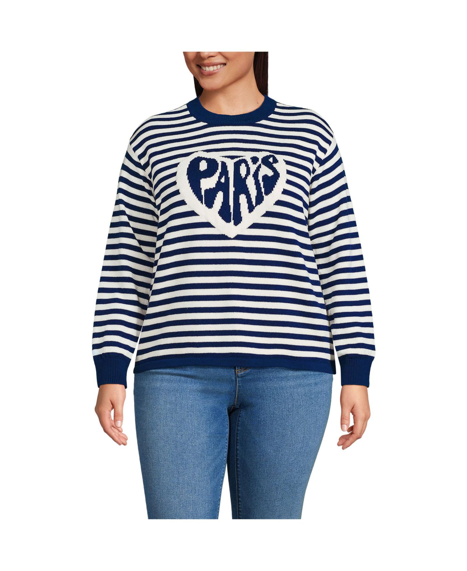 Lands' End Plus Size джемпер Drifter Jacquard с круглым вырезом